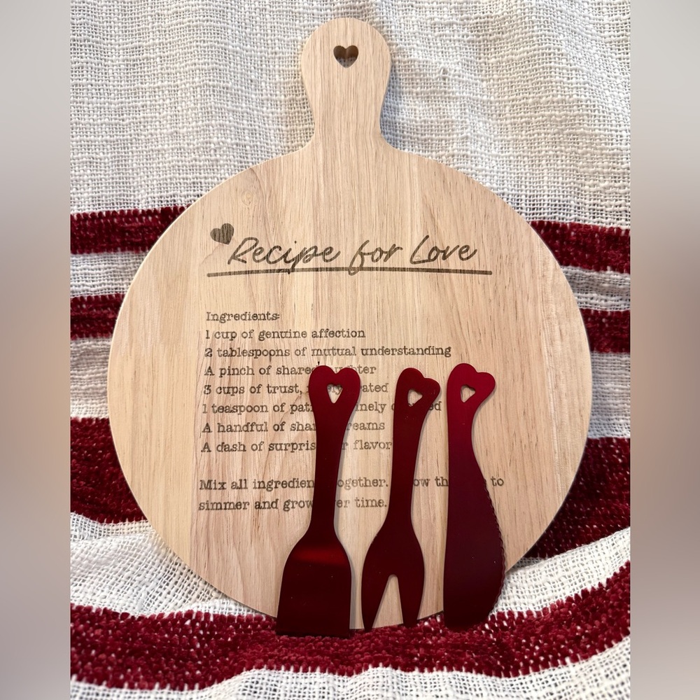 Engraved Charcuterie Board, Love recipe 4pc Set